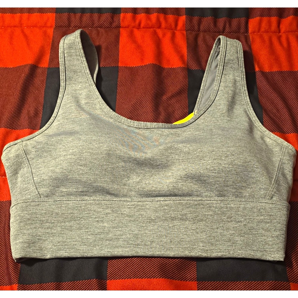 Zyia Active Women's Gray/Yellow Crossback Wireless Medium Support Sports Bra S